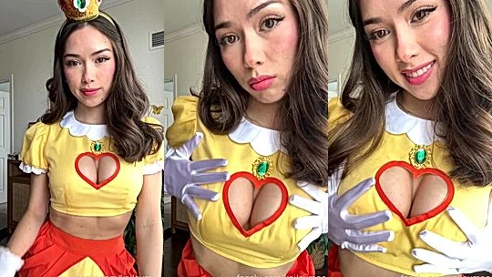 Kailey Mae teasing her sexy big tits in maid oufit