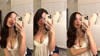 Kailey Mae teasing her big tits in her white gown