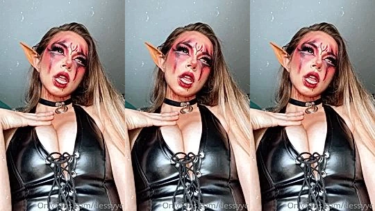 Dessyyc teasing her big tits in her latex bodysuit