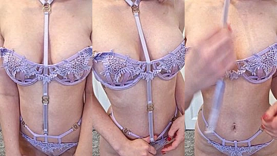 Chloxxhill teasing her naked body in sexy purple lingerie