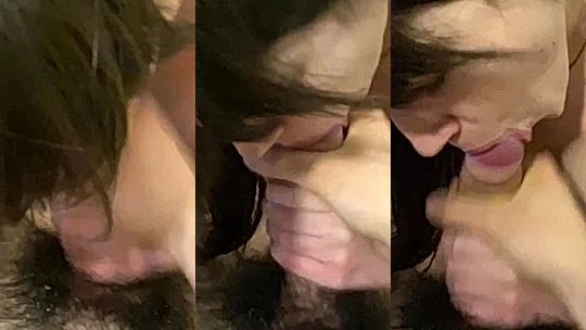Maria Sofia Federico sucking hot cum from her lover
