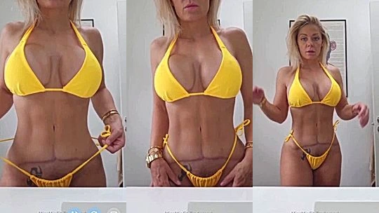 Missmiafit teasing in her sexy yellow bikini