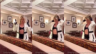 Alysha Newman teasing her sexy black lingerie in the mirror