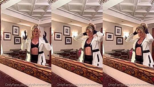 Alysha Newman teasing her sexy black lingerie in the mirror
