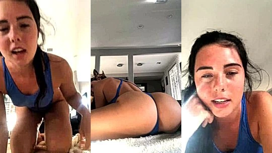 Madison Ginley twerking her big booty in blue swimsuit