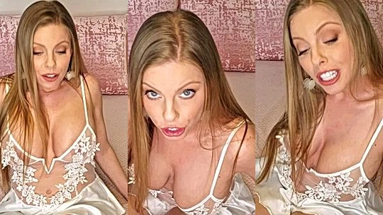 Britney Amber teasing her white lingerie during livestream