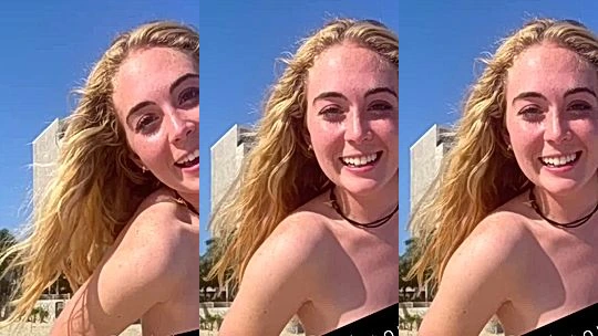 Grace Charis teasing her naked body on the beach