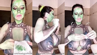 Mady Gio teasing her big tits in body paint