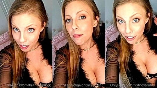 Britney Amber teasing her big tits in black lingerie