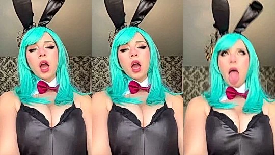 Dessyyc teasing her big tits in bulma cosplay
