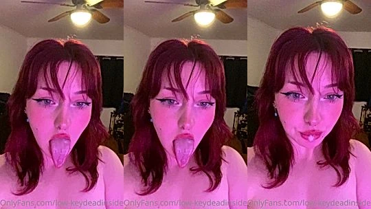 LowKeyDeadInside teasing her tongue and saliva
