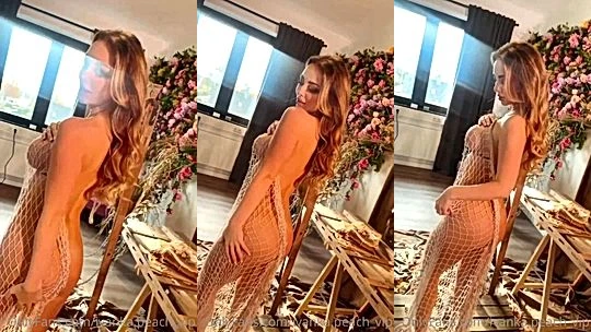 Ivanka peach teasing her hot body in fishnet bodysuit