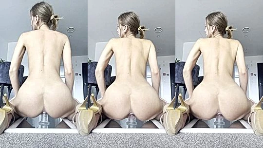 Miss_Dxxx riding a clear dildo on the table