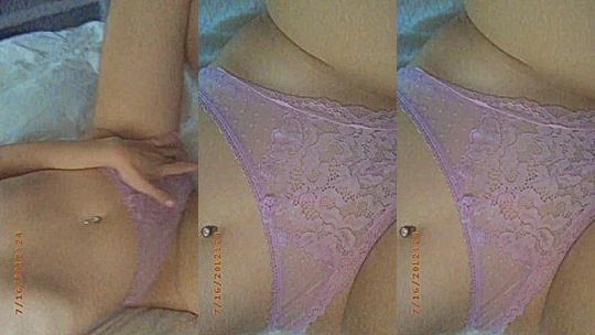 Glitterati plaing with her naked pussy in pink underweera