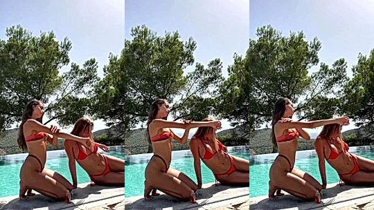 Darja Sobakinskaja two hot chicks bikini teasing in the pool