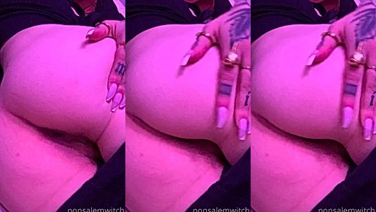 Nonsalemwitch teasing her naked asshole in stockings