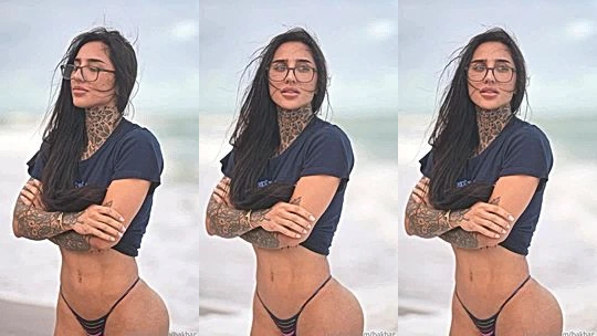 Bakhar Nabieva showing off her fit body in panties