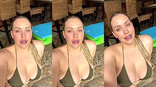Mia Malkova playing with her big tits by the pool