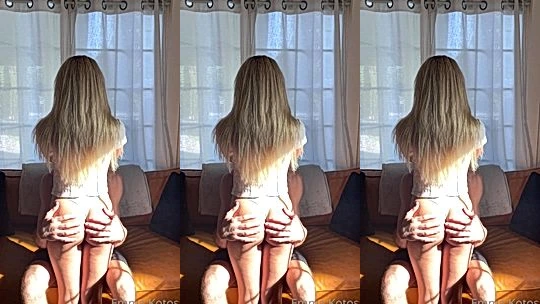Emma Kotos teasing her perfect ass on the sofa