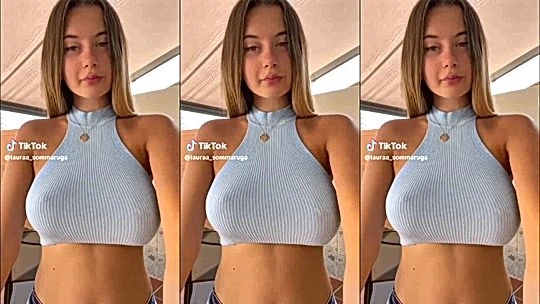 Laura Sommaruga teasing her braless big tits