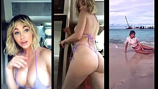 Sara Underwood teasing her hot body outdoors on vacation