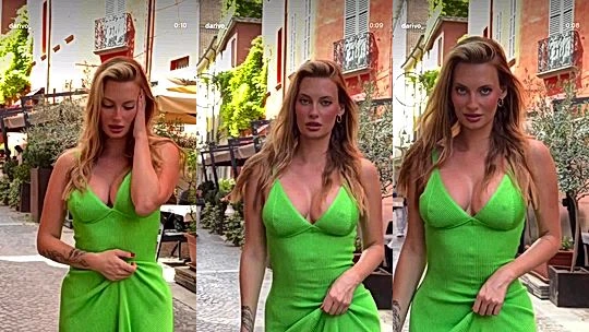 Darja Sobakinskaja teasing her hot body in green dress