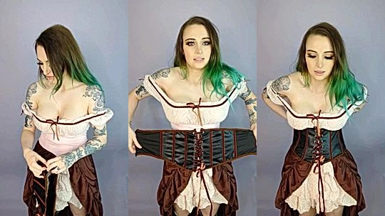 Kayla Erin teasing in her sexy barmaid cosplay