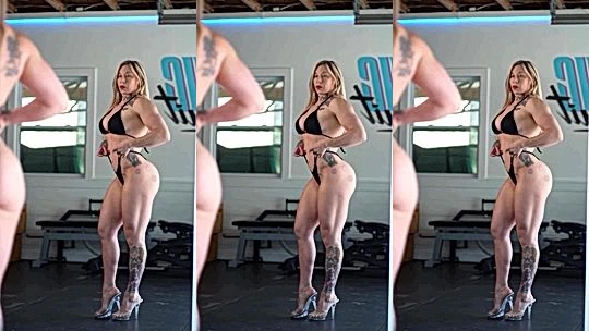 Kristin Pope teasing her fit bikini body wearing bikini