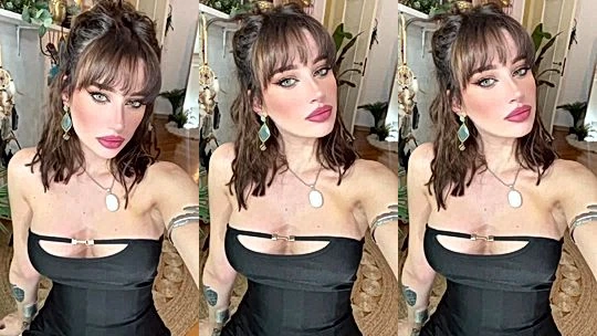 Merisiel Irum showing off her perky tits in black dress
