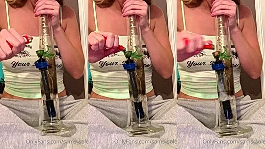Sams soles21 doing bong in her white top