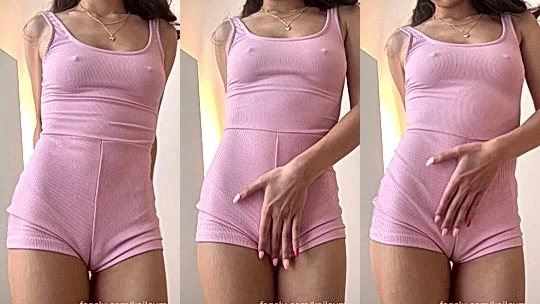 Kailey Mae teasing her pussy in pink bodysuit