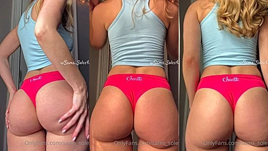 Sams soles21 teasing her naked big ass in red panties