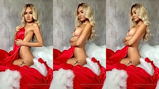 Ploytigerstam teasing her naked body in red veil