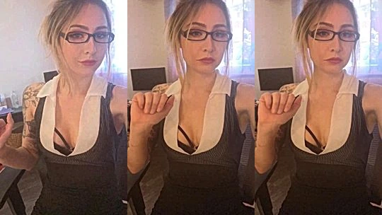 Luxlo teasing her sexy glasses cosplay