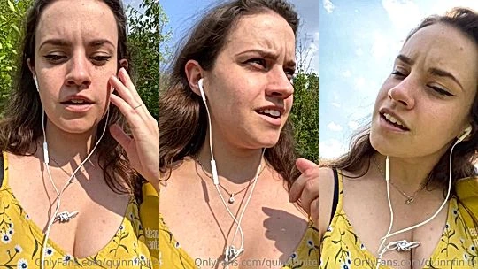 QuinnFinite teasing her naked tits in the jungle