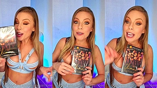 Britney Amber teasing her sexy blue laced lingerie