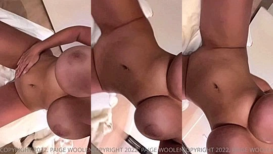 Paige Woolen teasing her naked big boobies and pussy
