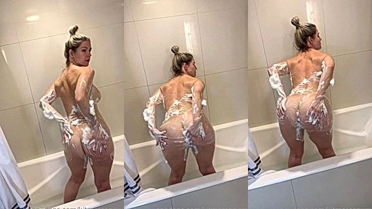 Kit Mercer teasing her soapy naked body in the bathtub