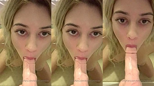 Bree Louise sucking on a big white dildo pov