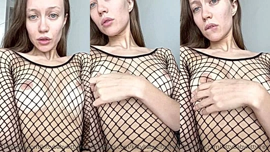 kittybabykittyvip playing with her nipples wearing fishnet bodysuit