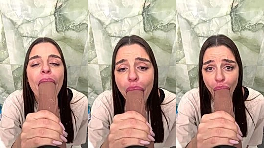 Sonya Jess sucking on a big dildo pov