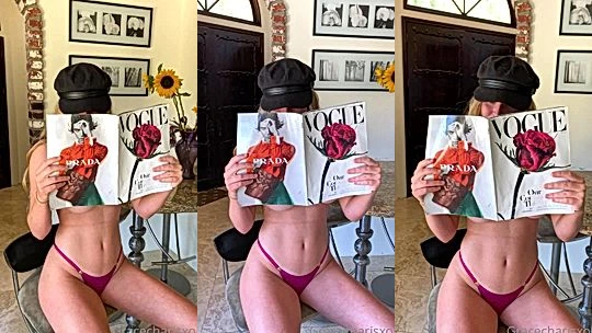 Grace Charis teasing her sexy body while reading a magazine