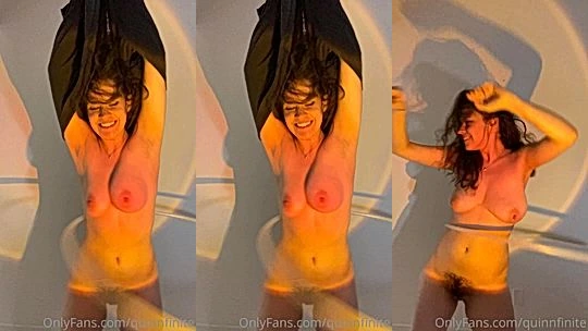QuinnFinite getting naked from her t-shirt