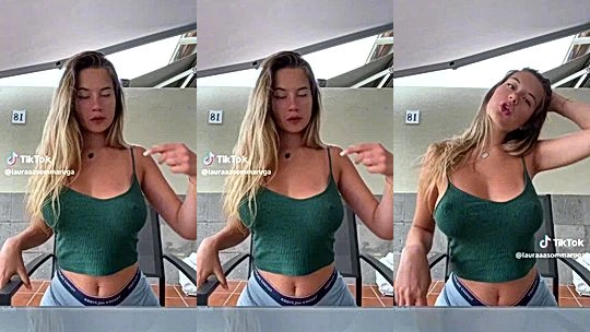 Laura Sommaruga teasing her sexy big tits on tiktok