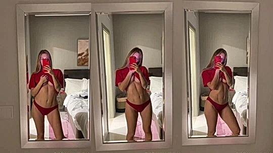Darja Sobakinskaja teasing her sexy body in red lingerie
