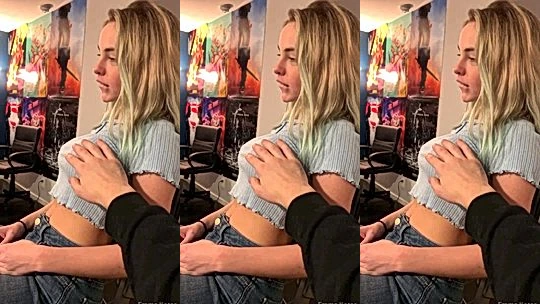 Emma Kotos letting her boyfriend play with her tits