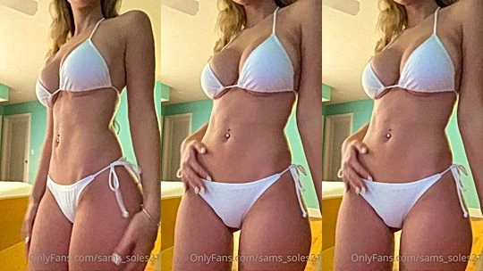 Sams soles21 teasing her sexy white bikini