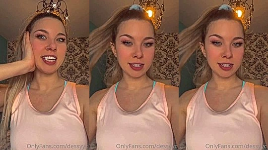 Dessyyc teasing her big tits in her see-through top