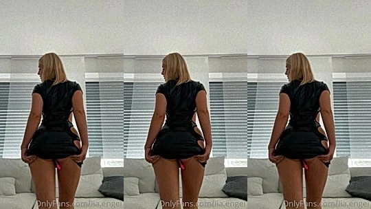 Lia Engel teasing her big booty in latex dress