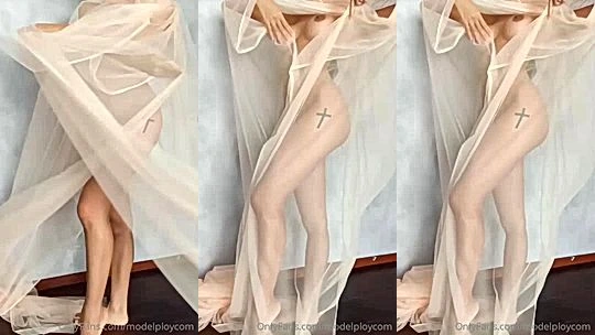Ploytigerstam teasing her naked body in see-through veil